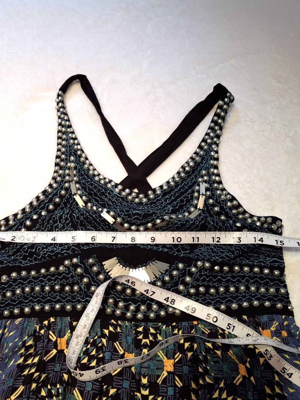 Angie Maxi Dress Sz L Embroidered Beaded Gypsy Boho Festival Hippie 90s Y2K - Picture 10 of 16